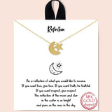 82442, &QUOTREFLECTION" CRESCENT MOON & STAR NECKLACE/18K GOLD DIPPED