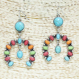 82595, WESTERN SQUASH BLOSSOM SEMI PRECIOUS STONE EARRING