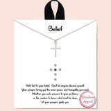 83127, "BELIEF" DAINTY CROSS CUBIC ZIRCONIA NECKLACE