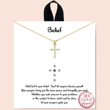 83127, "BELIEF" DAINTY CROSS CUBIC ZIRCONIA NECKLACE