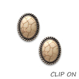 83328, WESTERN OVAL SEMI STONE CLIP ON EARRING