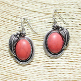 83355, WESTERN SEMI STONE OVAL EARRING