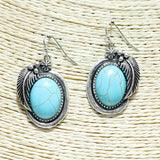 83355, WESTERN SEMI STONE OVAL EARRING