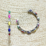 83515, WESTERN SEMI STONE HOOP EARRING