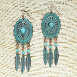 83544, WESTERN CONCHO FEATHER EARRING