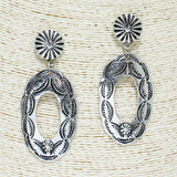 83554, WESTERN INDIAN COIN OVAL EARRING