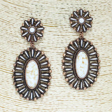 83741, WESTERN OVAL TURQUOISE EARRING