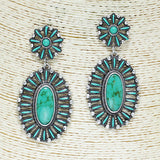 83741, WESTERN OVAL TURQUOISE EARRING