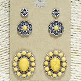 83768, 3PAIRS WESTERN EARRING SET