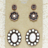 83768, 3PAIRS WESTERN EARRING SET