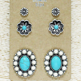 83768, 3PAIRS WESTERN EARRING SET