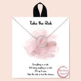 84030, "TAKE THE RISK" PAVE CUBIC ZIRCONIA CIRCLE NECKLACE