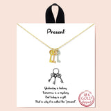 84031, "PRESENT" DAINTY KEY CHARM NECKLACE