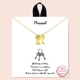 84031, "PRESENT" DAINTY KEY CHARM NECKLACE