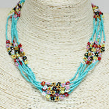 84110, MULTI FLOWER BEADED NECKLACE