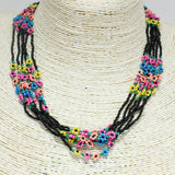 84110, MULTI FLOWER BEADED NECKLACE