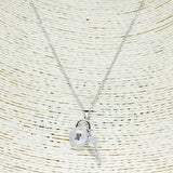 84128, PAVE LOCK N HEART KEY NECKACE *STAINLESS STEEL