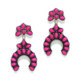 84220, TURQUOISE, WESTERN SQUASH BLOSSOM SEMI PRECIOUS STONE EARRING