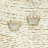 84253, PAVE CUBIC ZIRCONIA CROWN STUD EARRING