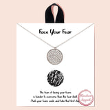 84322, "FACE YOUR FEAR" NETTED DISK NECKLACE