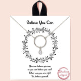 84323, "BELIEVE YOU CAN" DANGLING TEARDROP CUBIC ZIRCONIA NECKLACE