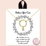 84323, "BELIEVE YOU CAN" DANGLING TEARDROP CUBIC ZIRCONIA NECKLACE