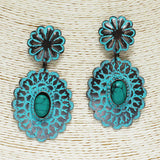 84369, WESTERN CONCHO DANGLE EARRING