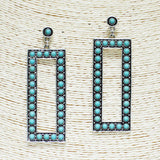 84371, WESTERN SEMI STONE RECTANGULAR EARRING