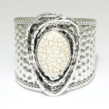 84484, HAMMERED W/ SEMI STONE CUFF BRACELET
