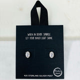 84607, OVAL CUBIC ZIRCONIA STUD EARRING
