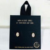 84607, OVAL CUBIC ZIRCONIA STUD EARRING