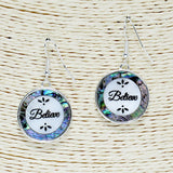 84781, "BELIEVE" ABALONE SHELL EARRING