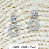 84903, ROUND BAGUETTE CUBIC ZIRCONIA EARRING