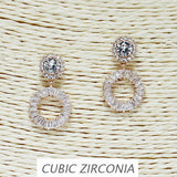 84903, ROUND BAGUETTE CUBIC ZIRCONIA EARRING