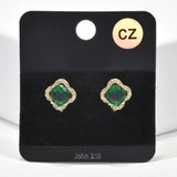 84960, CLOVER CUBIC ZIRCONIA STUD EARRING