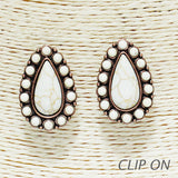 85078, WESTERN SEMI STONE CLIP ON EARRING