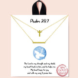 85186, "PSALM 28:7" DAINTY CROSS LAYERED NECKLACE