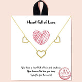 85284, "HEART FULL OF LOVE" THREE OPEN HEART NECKLACE