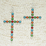 Western Cross Semi Precious Stone Earring