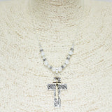 85369, "BLESSED" FILIGREE CROSS PENDANT NECKLACE
