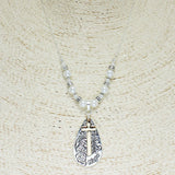 85413, &QUOTHOPE" FILIGREE TEARDROP & CROSS PENDANT NECKLACE