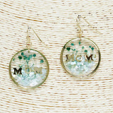 85457, "MOM" PRESSED FLOWER EARRING