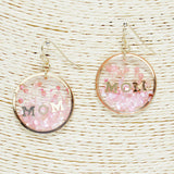 85457, "MOM" PRESSED FLOWER EARRING