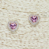 85535, CUBIC ZIRCONIA HEART STUD EARRING