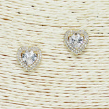 85535, CUBIC ZIRCONIA HEART STUD EARRING
