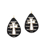 85609, SEED BEAD CROSS EARRING
