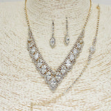 85660, CRYSTAL RHINESTONE NECKLACE N BRACELET SET