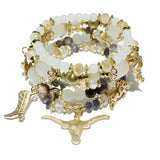85687, WESTERN THEME CHARM MULTI LAYERED STRETCH BRACELET