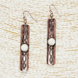 85758, WESTERN TURQUOISE STONE BAR EARRING