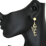 85836, &QUOTLOVE" DANGLE POST EARRING *GOLD DIPPED